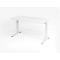 White desk on a bright background. The furniture is height adjustable.