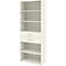 Home Office étagère combinée TEMPIO, en bois, 2 tiroirs, 6 OH, L 800 x P 330 x H 2130 mm, blanc/blanc