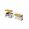 Home Office Rollcontainer Multilevel, mit Schubladen, Gasfederplatte, B 1200 x T 440 x H 740-1100 mm, Masonic Eiche/weiß