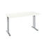 Home Office Schreibtisch Moxxo IQ, Rechteck, C-Fuß, B 1300 x T 650 x H 735 mm, weiß/weißaluminium RAL 9006 