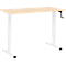 Home-Office-Schreibtisch Multiflex, manuell höhenverstellbar mit Kurbel, B 1300 x T 650 x H 700-1180 mm, Ahorn/weiß