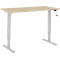 Home-Office-Schreibtisch Multiflex, manuell höhenverstellbar mit Kurbel, B 1300 x T 650 x H 700-1180 mm, Eiche/weißalu