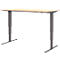 Home Office Schreibtisch TEMPIO, elektrisch höhenverstellbar, geteilte Tischplatte mit Klappe, B 1600 x T 700 x H 640-1280 mm, Hickory-Eiche/anthrazit