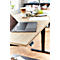 Home Office Schreibtisch TEMPIO, elektrisch höhenverstellbar, geteilte Tischplatte mit Klappe, B 1600 x T 700 x H 640-1280 mm, Hickory-Eiche/anthrazit