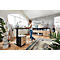 Home Office Schreibtisch TEMPIO, elektrisch höhenverstellbar, geteilte Tischplatte mit Klappe, B 1600 x T 700 x H 640-1280 mm, Hickory-Eiche/anthrazit