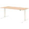 Home Office Schreibtisch TEMPIO, elektrisch höhenverstellbar, geteilte Tischplatte mit Klappe, B 1600 x T 700 x H 640-1280 mm, Sonoma Eiche/weiß