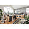 Home Office Schreibtisch TEMPIO, elektrisch höhenverstellbar, geteilte Tischplatte mit Klappe, B 1600 x T 700 x H 640-1280 mm, weiß