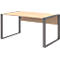 Home Office Schreibtisch TEMPIO, Rechteck, Kufen, B 1500 x T 800 x H 740 mm, Hickory-Eiche/anthrazit + Kabelführungsbügel