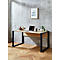Home Office Schreibtisch TEMPIO, Rechteck, Kufen, B 1500 x T 800 x H 740 mm, Hickory-Eiche/anthrazit + Kabelführungsbügel