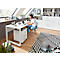 Home Office Schreibtisch TEMPIO, Rechteck, Kufen, B 1500 x T 800 x H 740 mm, weiß + Kabelführungsbügel