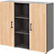Home Office Sideboard TEMPIO, aus Holz, 2 Türen, 1 Regal, 3 OH, B 1200 x T 340 x H 1070 mm, anthrazit/ Hickory Eiche 