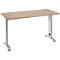 Home Office tafel Login, C-poot, B 1300 x D 650 mm, eiken/blank aluminium
