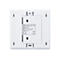 Weißes, quadratisches Wandbedienelement mit freiliegender Rückseite. Text: eQ-3 HmIP-WRCC2, Wall-mount, Remote Control, Bat.: 2x1,5V LR44.