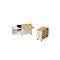 Homeoffice Rollcontainer Multicontainer, mit Auszug, abklappbare Seitenplatte rechts, B 480-1080 x T 800 x H 740 mm, Masonic Eiche/weiß