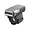 Ein Barcode-Scanner am Handgelenk. Grau und schwarz, mit roter Linie.