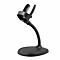 Schwarzer Barcode-Scanner mit flexibler Halterung und runder Basis.