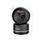 Scanner de codes-barres Honeywell noir avec un anneau rouge. L'appareil est posé sur une base.
