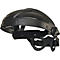 Casque de sécurité noir, logo Honeywell, jugulaire, réglable.
