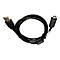 Ein schwarzes USB-C-Kabel mit USB-A-Anschluss, auf weißem Hintergrund.