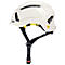 Witte veiligheidshelm met zwarte details en gele accenten, MIPS-logo.