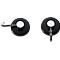 Two magnetic hooks on a white background: round, black base with silver hooks.