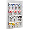 Gray key cabinet with numbered keys in various colors.