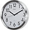 Horloge murale radio Maul MAULmove, ronde, pour l'intérieur, chiffres arabes, minutes &amp; unités d'heure, ∅ 305 mm, aluminium &amp; verre minéral, couleur alu-blanc-noir, pile incluse