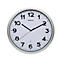 Horloge murale radio Maul MAULstep, argentée, pour l'intérieur, chiffres arabes noirs, changement d'heure automatique, ronde, Ø 350 mm, plastique &amp; verre, avec pile