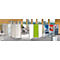 Houten wand METROPOL, gelakt, groen/aluminium