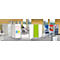 Houten wand METROPOL, gelakt, wit/aluminium