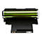 Une cartouche de toner noire, avec un noyau vert et l'empreinte HP 128A.