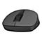 Drahtlose Computermaus in Grau. Deutlich sichtbar sind die beiden Maustasten, das Scrollrad und das Logitech-Logo.
