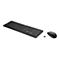 Schwarzes HP Wireless-Tastatur- und Maus-Set mit USB-Empfänger auf weißem Hintergrund.