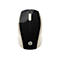 Drahtlose HP-Maus, schwarz-beige. Oberseite schwarz glänzend, beige Seiten und Mitte. HP-Logo rechts unten.