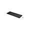 Schwarze, kabellose HP-Tastatur in Perspektive mit kleinem USB-Empfänger auf weißem Hintergrund.