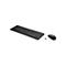 Schwarzes kabelloses HP-Tastatur-Maus-Set mit USB-Empfänger auf weißem Hintergrund.