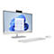 Ein weißer All-in-One-PC mit Bildschirm, Tastatur und Maus. Auf dem Bildschirm wird Windows 11 mit Startmenü angezeigt.