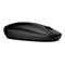 Schwarze, ergonomisch geformte Maus auf weißem Hintergrund. Mit Scrollrad, roter LED.