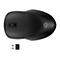 Draufsicht auf eine schwarze HP Maus und einem USB-Dongle. Das HP-Logo ist auf der Maus sichtbar.