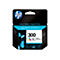 Schwarzer HP Tintenpatronen-Karton mit blauem Schmetterlingsdesign und Text: "Precise. Reliable. Original HP Inks." Nummer "300".