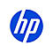Blaues HP-Logo mit weißen, kursiven Buchstaben in einem Kreis.