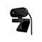 Schwarze HP Webcam mit LED-Licht und Logo. Auf weißem Hintergrund dargestellt.