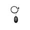 Schwarze Computermaus mit Kabel und USB-Anschluss, von unten fotografiert. Auf der Unterseite ist das HP-Logo und weitere Informationen.