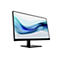 Schwarzer HP Monitor mit dünnem Rahmen und blauem, abstraktem Hintergrundbild.