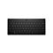 Schwarze kabellose HP-Tastatur mit QWERTY-Layout auf weißem Hintergrund.
