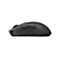 Draufsicht auf eine dunkle, ergonomisch geformte Computermaus, die auf einem weißen Hintergrund isoliert ist. Die Maus hat mehrere Tasten und ein Scrollrad.