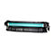 Cartouche de toner HP LaserJet noire, avec texte et logo. Une partie cylindrique est turquoise.