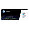 Eine blaue HP LaserJet Tonerkartusche mit weißem Hintergrund. Auf der Vorderseite sind der Markenname, der Modellname und die Produktmerkmale aufgeführt.