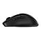 Schwarze, ergonomische Gaming-Maus in Seitenansicht vor weißem Hintergrund.