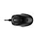 Schwarze HP Maus, Drahtanschluss, von oben. Deutlich sichtbar: Scrollrad, Logo.